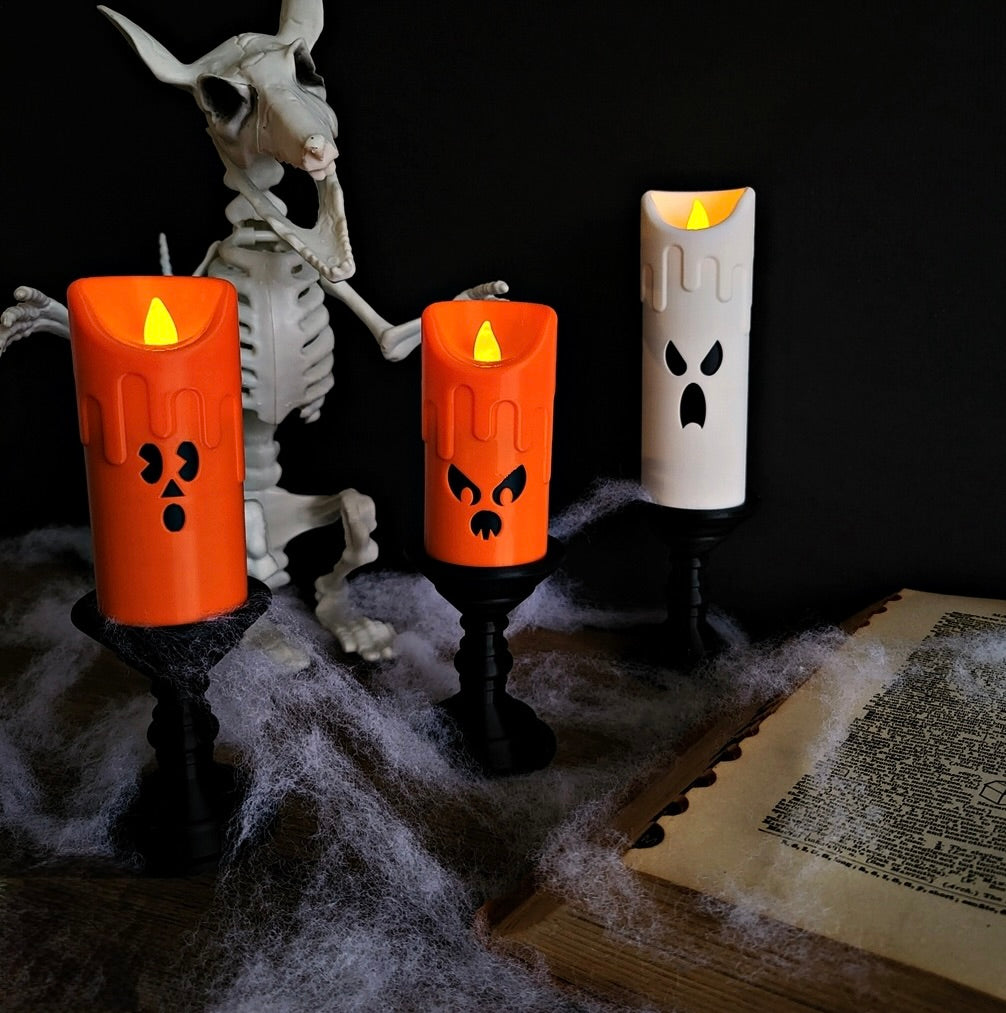 Spooky LED Halloween Candle Set – Pumpkin & Ghost Designs