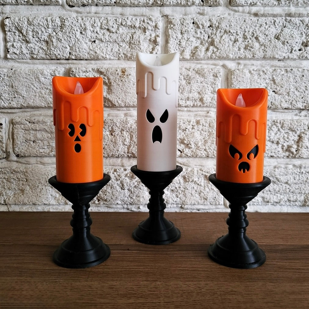 Spooky LED Halloween Candle Set – Pumpkin & Ghost Designs