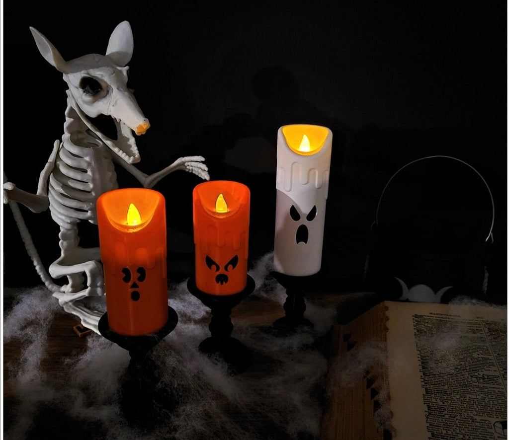 Spooky LED Halloween Candle Set – Pumpkin & Ghost Designs