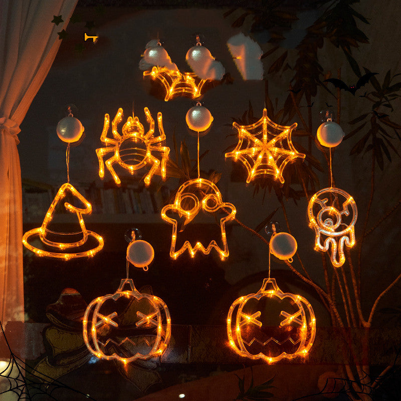 Halloween Window Lights – Hanging Spiders, Pumpkins & Ghosts