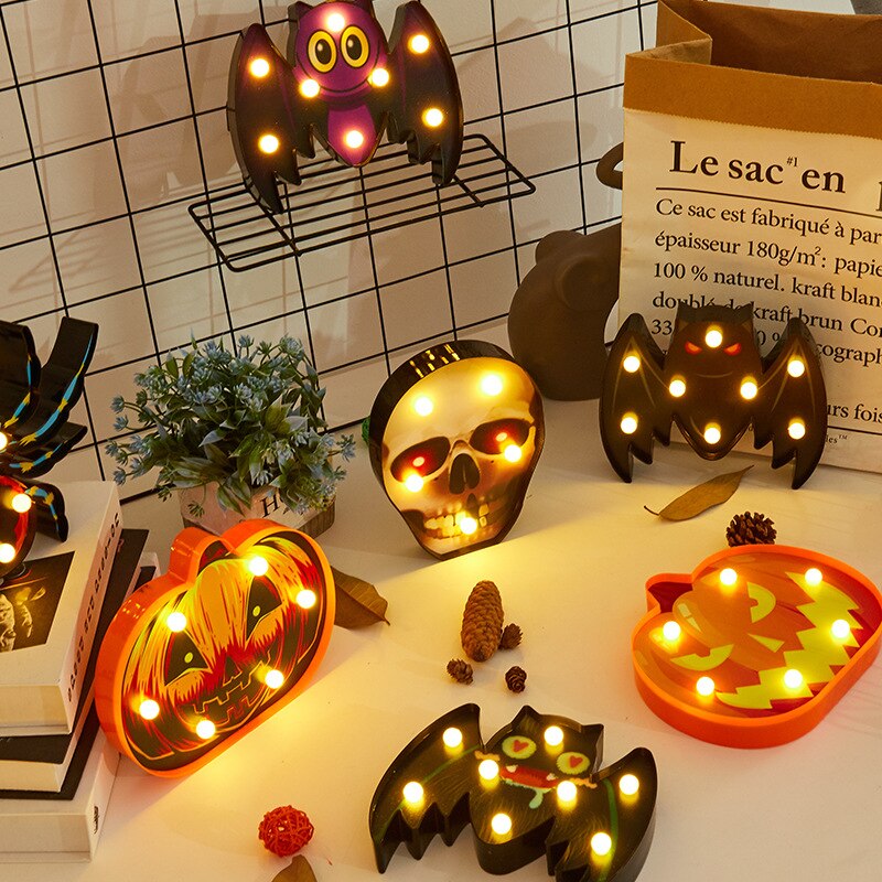 Spooky LED Halloween Lights – Pumpkin, Bat, Spider & Skull Styles