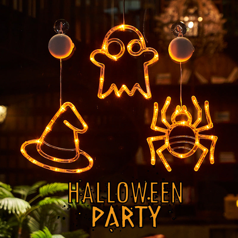 Halloween Window Lights – Hanging Spiders, Pumpkins & Ghosts