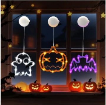 Halloween Window Lights – Hanging Spiders, Pumpkins & Ghosts