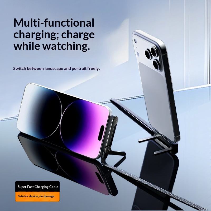 Câble de charge rapide USB-C 240 W avec support de téléphone pliable