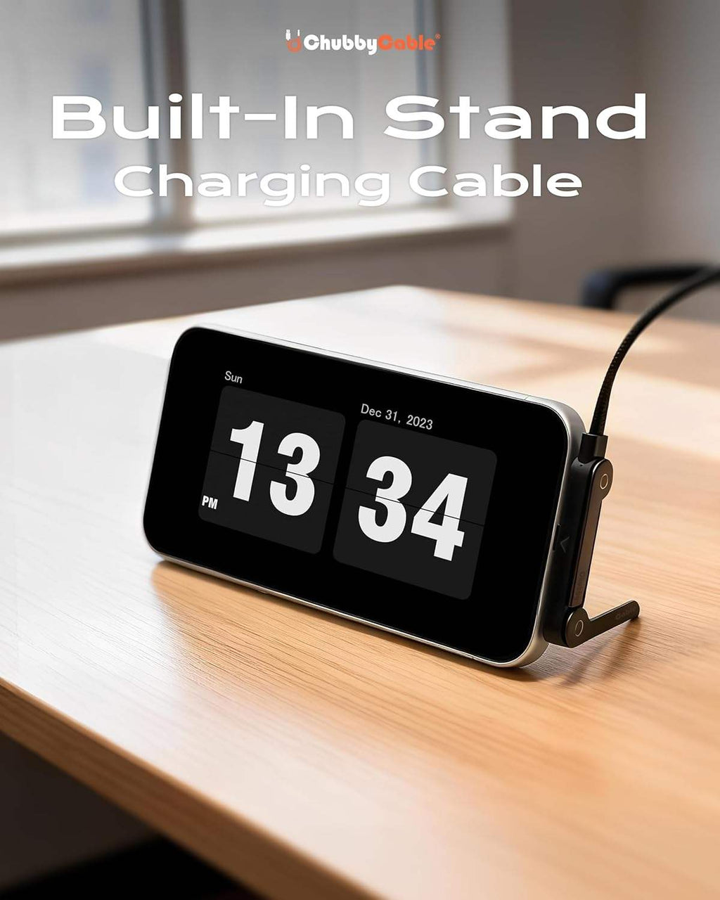 Câble de charge rapide USB-C 240 W avec support de téléphone pliable