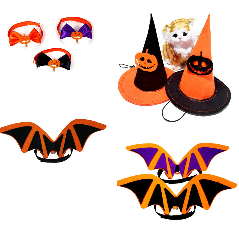 Accessoires de déguisement d’Halloween pour animaux – Ailes de chauve-souris et nœud papillon