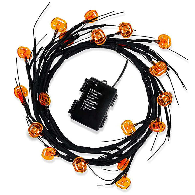 Halloween Bat & Pumpkin Willow Vine String Lights