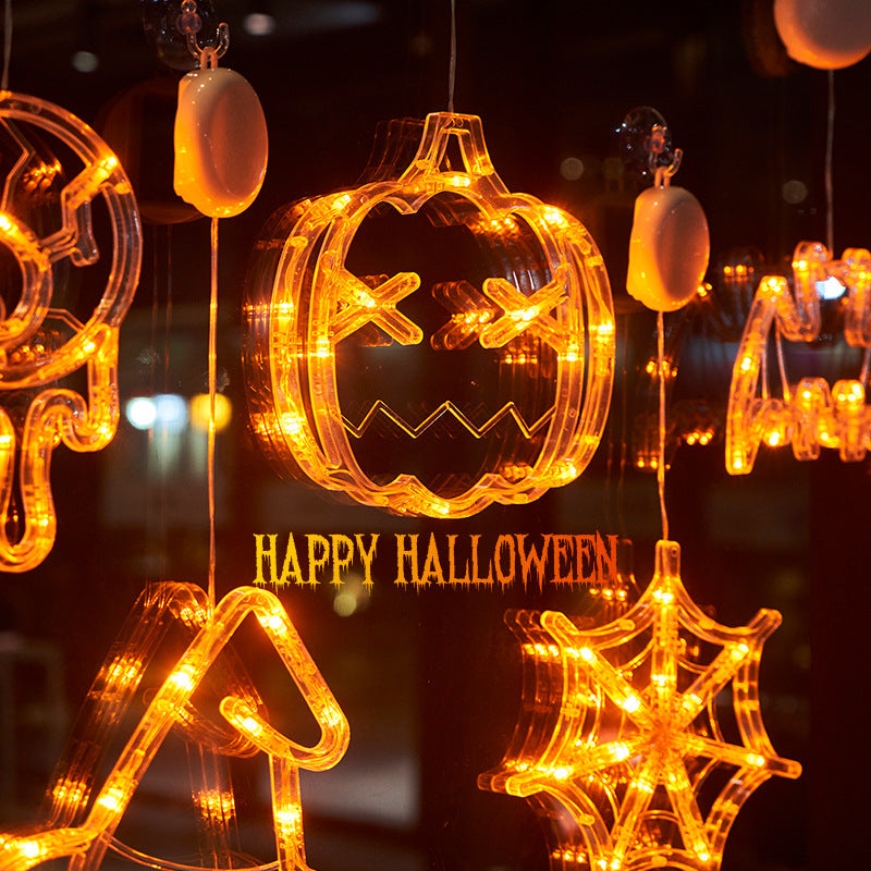 Halloween Window Lights – Hanging Spiders, Pumpkins & Ghosts