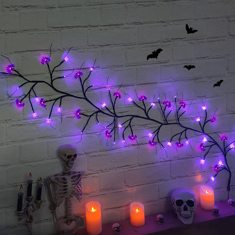 Halloween Bat & Pumpkin Willow Vine String Lights